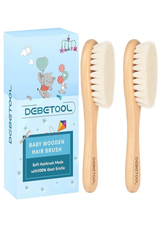 DEBETOOL Baby Hair Brush, 2 Packs - Natural Wooden Brush with Premium Goat Bristle, Ideal for Newborns & Toddlers, Promotes Healthy Hair Growth, Prevents Scalp Irritation, Off-white - Image 1